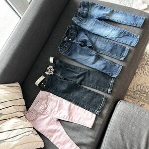 4 pairs baby jeans, baby gap, old navy and Cherokee
